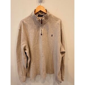 Polo Ralph Lauren Men's Beige Quarter Zip Pullover Sweater Size XXL